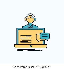 support, chat, customer, service, help Flat Icon. green and Yellow sign and symbols for website and Mobile appliation. vector illustration