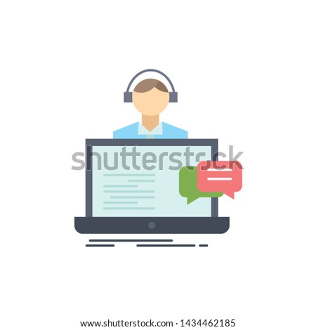 support, chat, customer, service, help Flat Color Icon Vector