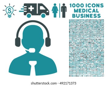 Support Chat icon with 1000 medical business soft blue vector design elements. Design style is flat bicolor symbols, white background.