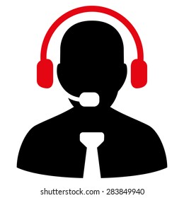 Support chat icon from Business Bicolor Set. Vector style: bicolor flat symbol, intensive red and black colors, rounded angles, white background.