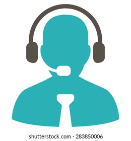 Support chat icon from Business Bicolor Set. Vector style: bicolor flat symbol, grey and cyan colors, rounded angles, white background.