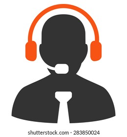 Support chat icon from Business Bicolor Set. Vector style: bicolor flat symbol, orange and gray colors, rounded angles, white background.
