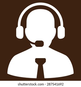 Support chat icon from Business Bicolor Set. Vector style: flat symbol, white color, rounded angles, brown background.