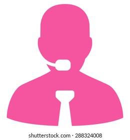 Support chat icon from Business Bicolor Set. Vector style: flat symbols, pink color, rounded angles, white background.