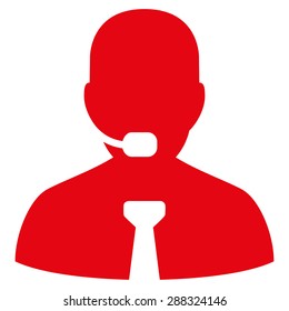 Support chat icon from Business Bicolor Set. Vector style: flat symbols, red color, rounded angles, white background.