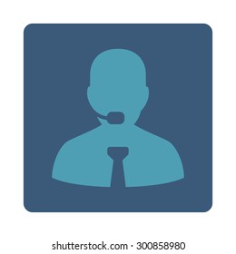 Support chat icon. Vector style is cyan and blue colors, flat rounded square button on a white background.