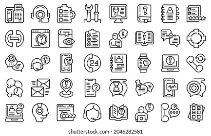 Support-Chat-Symbole setzen Rahmenvektoren. Callcenter. Telefonhilfe