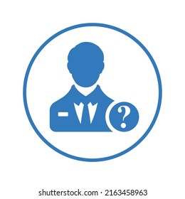 Support chat, question icon. Blue color design.