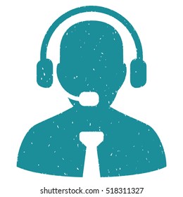 Support Chat rubber seal stamp watermark. Icon vector symbol with grunge design and unclean texture. Scratched soft blue ink sign on a white background.