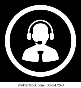 Support chat vector icon. This rounded flat symbol is drawn with white color on a black background.