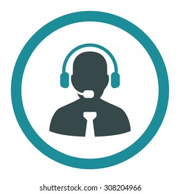 Support chat vector icon. This rounded flat symbol is drawn with soft blue colors on a white background.