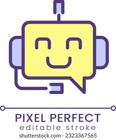 Admite un icono de color RGB perfecto para píxeles de cháchara. Algoritmo que ayuda a los usuarios. Tecnología automatizada. Ilustración vectorial aislada. Dibujo de línea simple relleno. Trazo editable. Fuente de Poppins utilizada