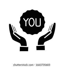Support clients black icon, concept illustration, vector flat symbol, glyph sign.