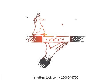 Support, coaching, leadership concept sketch. Hand drawn isolated vector