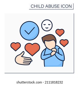 Support color icon. Care and nice behaviour against child. Child protective agency. Child abuse concept. Isolated vector illustration