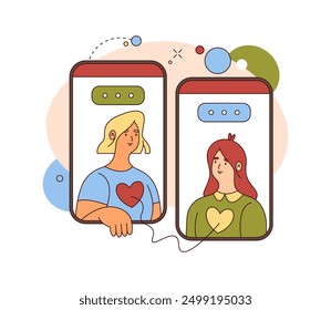 Support and communication in moment of need. Vector flat cartoon characters talking on phone, encouraging and helping, giving advice and bettering mental health. Psychology therapy