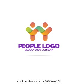 Support Community Logo Consisting As Two People With Hands Up For Use Teamwork, Social Logo, Partnership, Communication And Family Logo