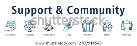Support and Community web banner icon vector illustration concept with icon of support group, community, to help, friendship, bonding, relationship, and helping others.
