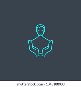 support concept blue line icon. Simple thin element on dark background. support concept outline symbol design. Can be used for web and mobile UI/UX