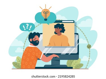 Support concept. Character help each other in solving problems. Advice from tutor. Cooperation, unity, partnership and teamwork. Social community or movement activity. Flat vector illustration set