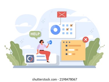 Support concept. Character help each other in solving problems. Advice from tutor. Cooperation, unity, partnership and teamwork. Social community or movement activity. Flat vector illustration set