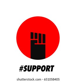 Support concept. Fist logo design concept Vector illustration of hand raised high.