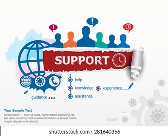 Support concept and group of people. Set of flat design illustration concepts for business, consulting, finance, management, career, human resources.  
