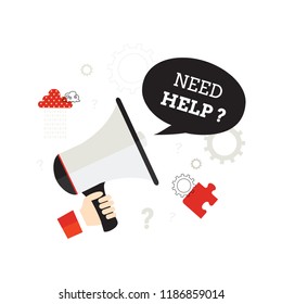 Support concept.  Modern flat illustration. Help and assistance. Online technical support center. 