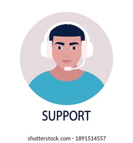 Concepto de soporte. Icono del vector para la información del sitio web. Ilustración plana colorida