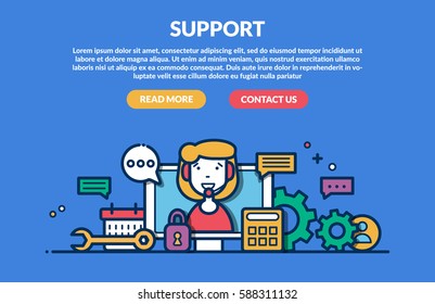Support Concept for web page. Vector illustration