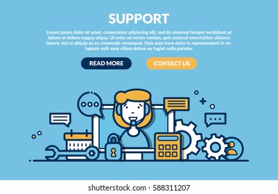 Support Concept for web page. Vector illustration