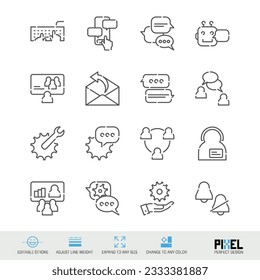 Unterstützung, Verbindung, Unterstützung mit Vektorgrafik-Symbol einzeln auf weiß. Pixel perfektes Design. Bearbeitbarer Strich. Passen Sie das Zeilengewicht an. Erweitern Sie Ihre Größe. Wechseln Sie zu einer beliebigen Farbe.