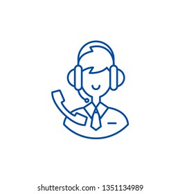 Support consultant line icon concept. Support consultant flat  vector symbol, sign, outline illustration.
