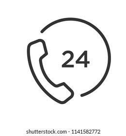 support contact 24 icon with simple black line use for website asset 
