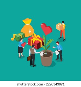Support contribution charity care isometric 3d vector illustration concept for banner, website, illustration, landing page, flyer, etc.