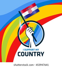 I Support  Croatia. Hand holding the Country flag - abstract background Man Holding Flag in Rio Olympics 2016