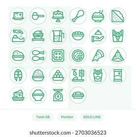 Diseño multiplataforma de Asistencia con 28 íconos de Bold Line atados a Portion, consistentes y flexibles.