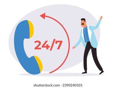 Support customer center call contact help service phone concept. Vector flat graphic design illustration