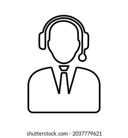 Soporte, cliente, icono de esquema de línea directa. Vector de arte de línea.