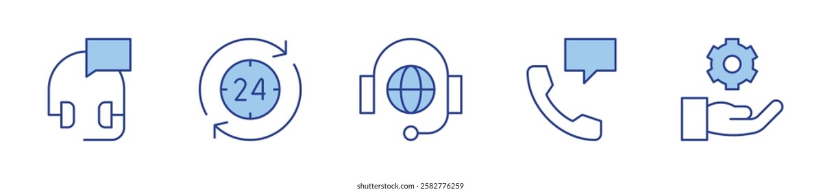 support, customer support, hours support, gear. Support Icon vector illustration. Line Duotone style. Editable stroke.