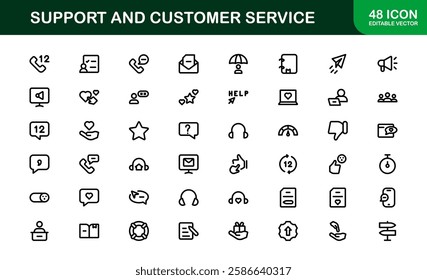 Support and Customer Service Icon Set. Scalable Icons for Client Care, Troubleshooting, Service Management, and Assistance
