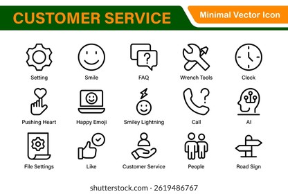 Support and customer service outline style modern icons set. Customer Feedback, Response, experience, helpline and technical support icon illustration