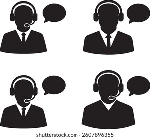 Support, customer service thin line icons set.
