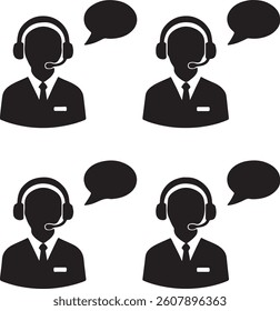 Support, customer service thin line icons set.
