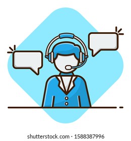 Support and Customer Services. Flat Cartoon Style Suitable for Sticker, Wallpaper, etc.