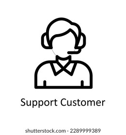 Support Customer  Vector  outline icons. Simple stock illustration stock