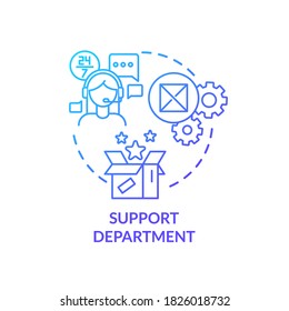 Support department blue gradient concept icon. Tech help for customers. Helpline for consumers. Product management idea thin line illustration. Vector isolated outline RGB color drawing