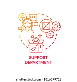 Support department red gradient concept icon. Tech help for customers. Helpline for consumers. Product management idea thin line illustration. Vector isolated outline RGB color drawing