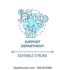 Support department turquoise concept icon. Tech help for customers. Helpline for consumers. Product management idea thin line illustration. Vector isolated outline RGB color drawing. Editable stroke