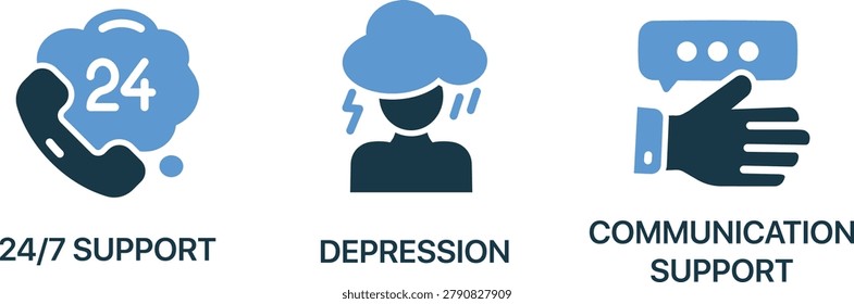  support depression communication help mental health vector icon illustration
